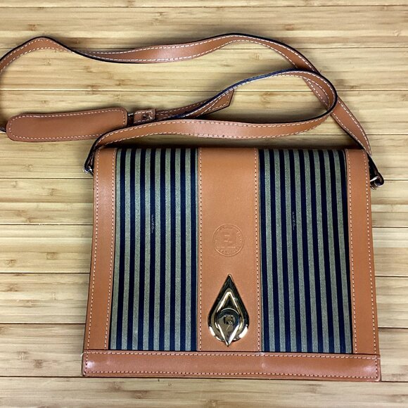 Fendi VIntage Leather Handbag Flap Top Tan - Picture 1 of 16